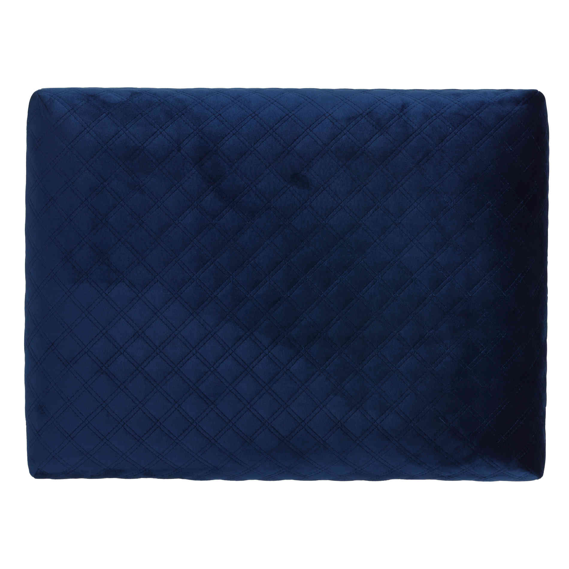 Cortesi Home Allium Ottoman with Painted Gold Legs, 19" Wide, Blue Velvet