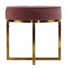 Cortesi Home Rosa Round Ottoman, Blush Pink Velvet with Brushed Gold Stainless Steel
