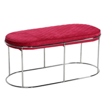 Cortesi Home Ludlow Bench Ottoman in Pink Velvet and Brushed Silver
