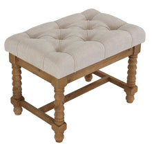 Cortesi Home Tacoma Wooden Ottoman in Beige, Tufted