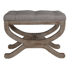 Cortesi Home Falmouth X-Bench Ottoman with Wood Legs, 17", Gray Fabric Cushion