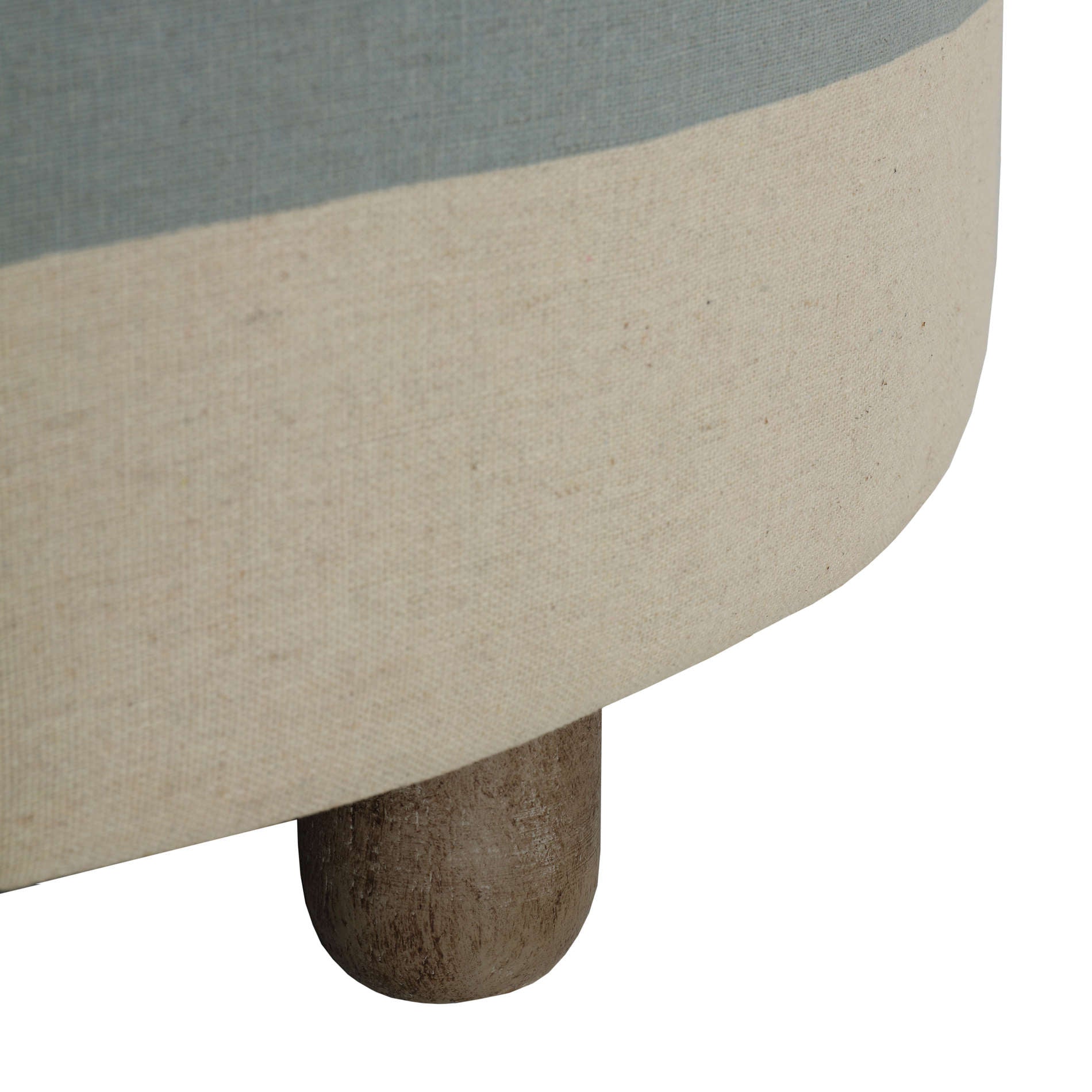 Cortesi Home Keyes Round Storage Ottoman, Blue and White Striped Fabric