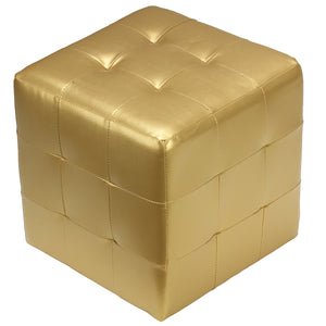 Cortesi Home Apollo Cube Ottoman, Metallic Gold