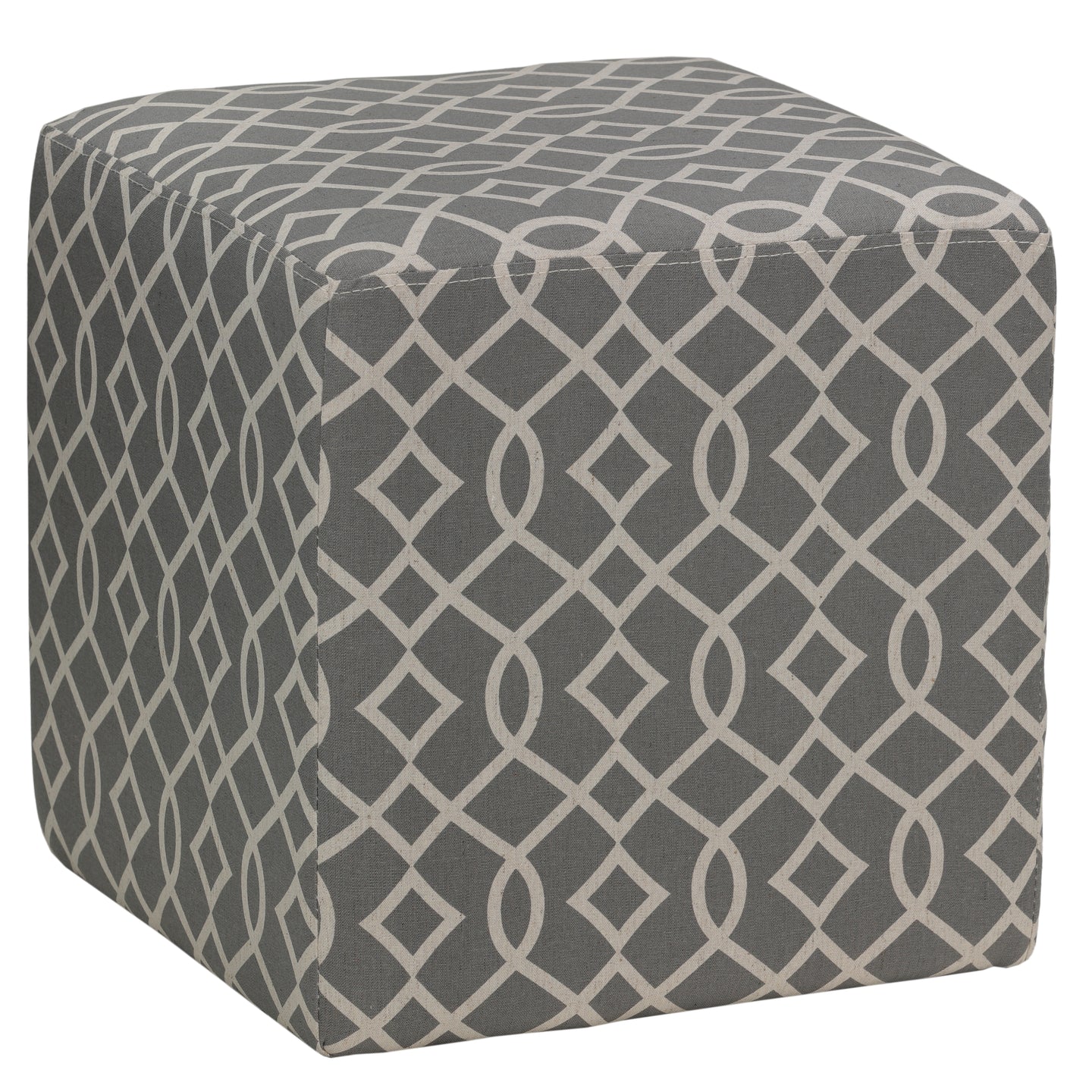 Cortesi Home Braque Grey Cube Ottoman in Linen Fabric
