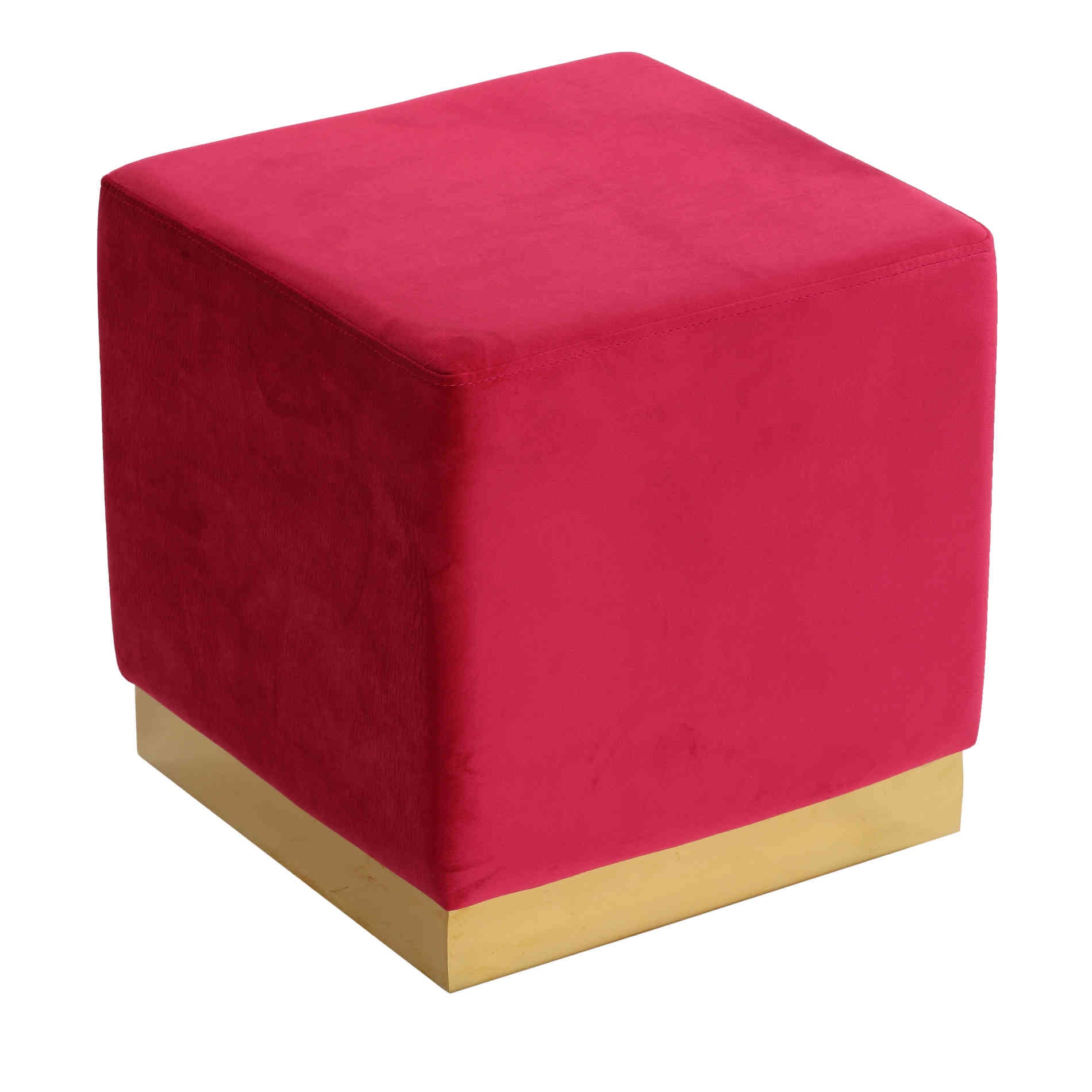 Cortesi Home Dover Square Ottoman in Pink Velvet, Brushed