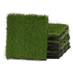 Cortesi Home Artificial Grass Turf Tile Interlocking, Self Drain (Set of 9)