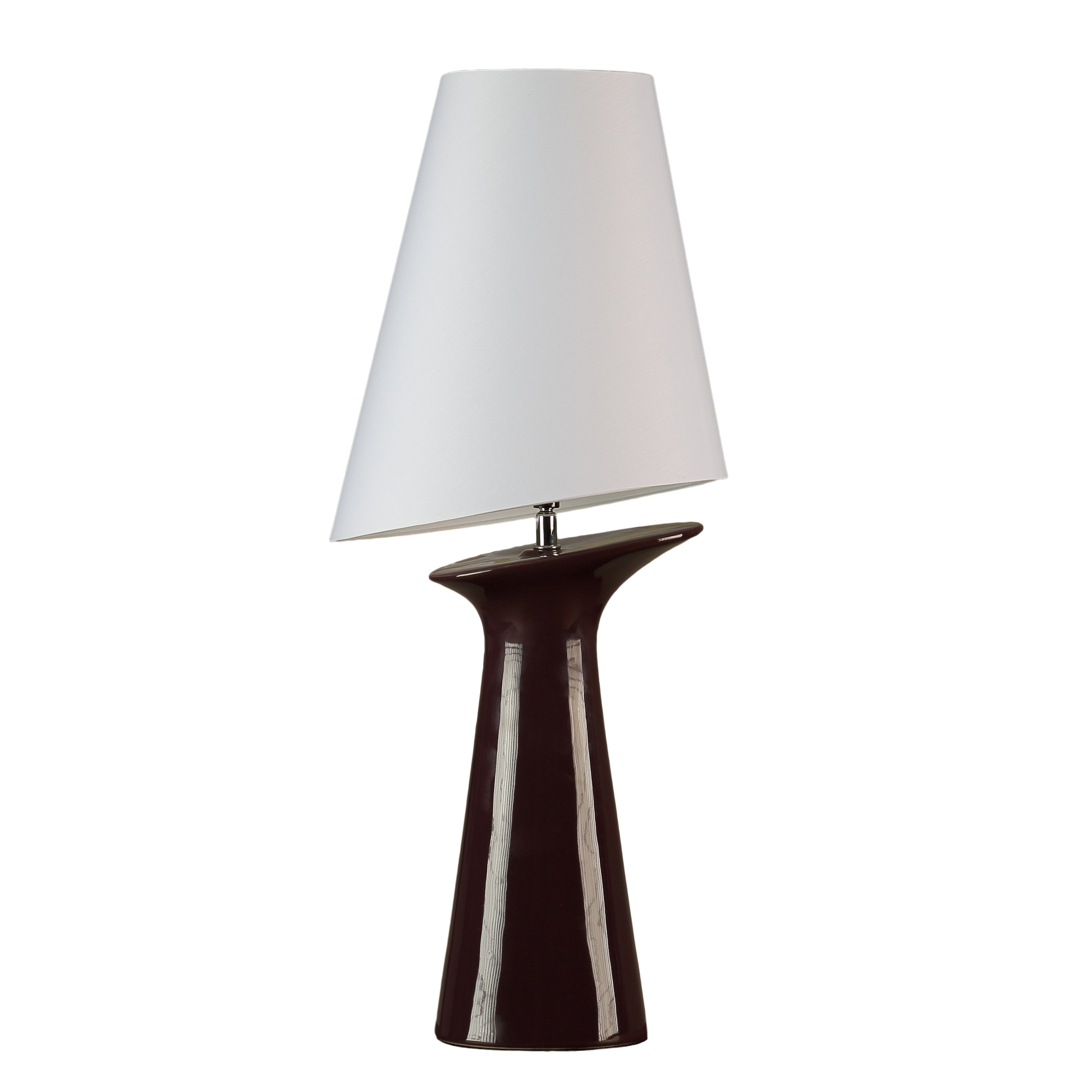 Cortesi Home Torini Table Lamp in Deep Eggplant Purple Ceramic, White Shade
